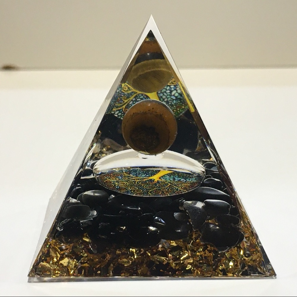 Healing Crystal Natural Tiger Eye Orgonite Pyramid Energy Reiki ChakraMeditation - Picture 7 of 12